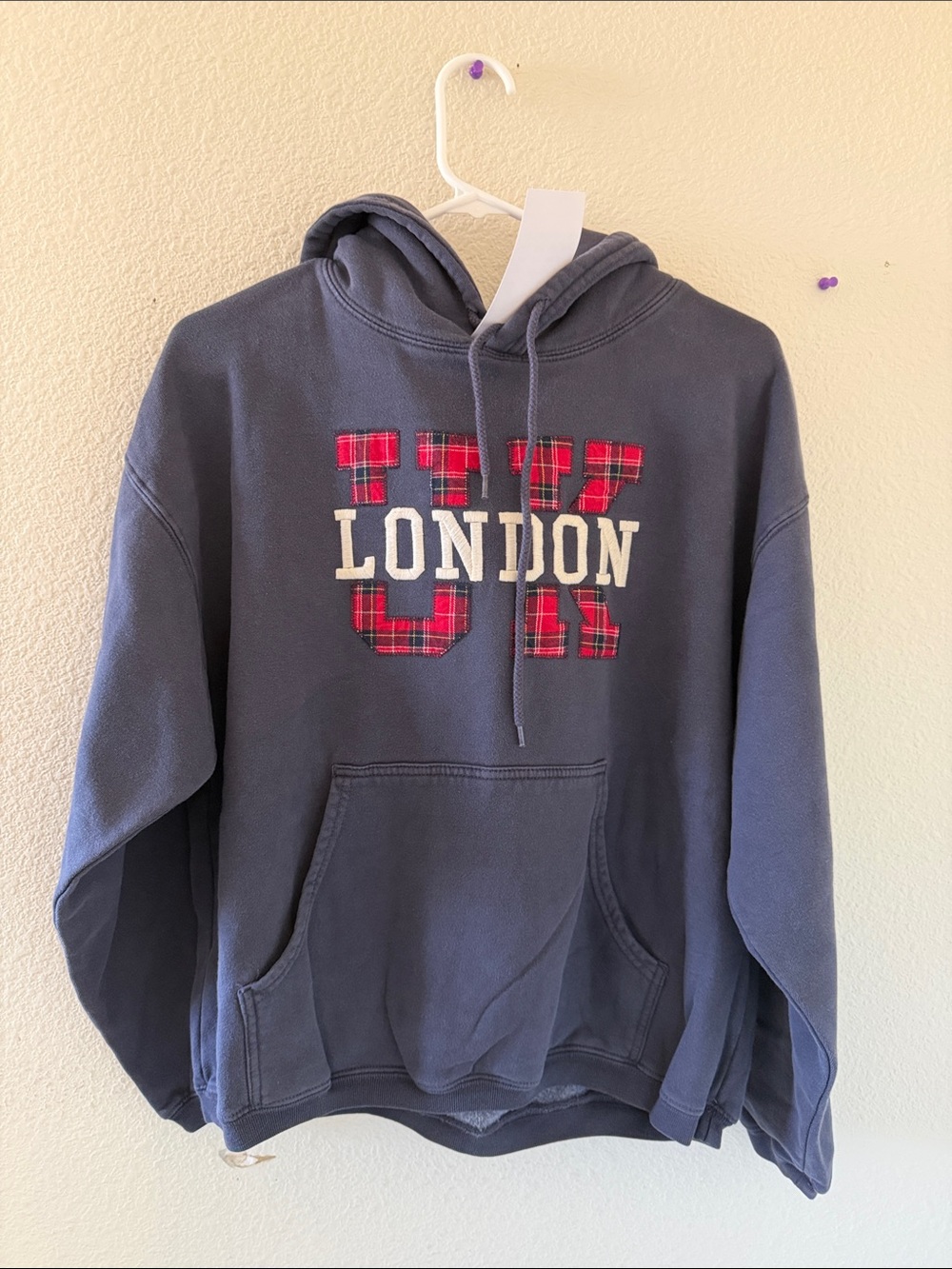 Brandy melville Christy London UK Plaid Appliqué Hoodie